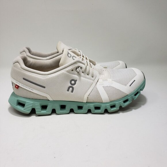 On Cloud 5 Mesh Sneakers White/Mint Cushioned Lightweight Womens 8.5 - Picture 5 of 10